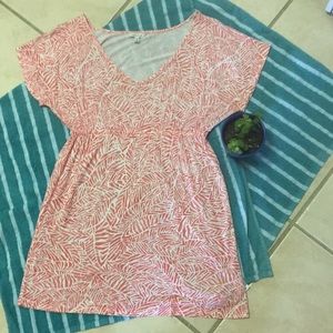 Coral top with leaf patterned design size L